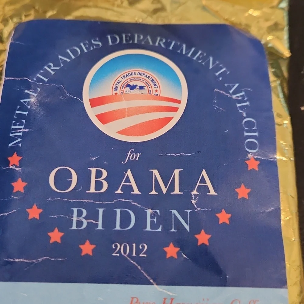 2012 OBAMA BIDEN ELECTION COMPLIMENTARY BAG OF COFFEE.
